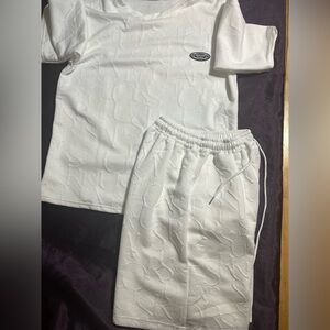 Men’s 2-Piece Streetwear Set - T-shirt & Shorts - Write & black - Casual Summer